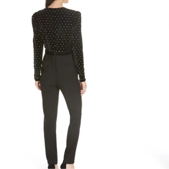 Self-Portrait Black Velvet Jumpsuit with Lace - Picture 4 of 6